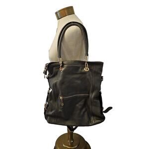 Kristen Bell for Erica Anenberg Sutton Grey Leather GoldTote Boho Bag W/dust bag